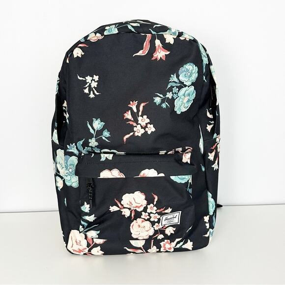 Herschel Black Floral Canvas Backpack main image 6